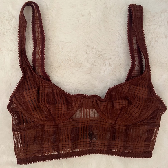 Urban Outfitters Out from Under Geo Mesh Plunging Bustier top - Picture 2 of 3